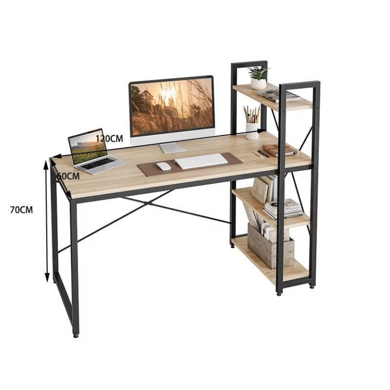 Modern Wooden Study Desk with Shelving