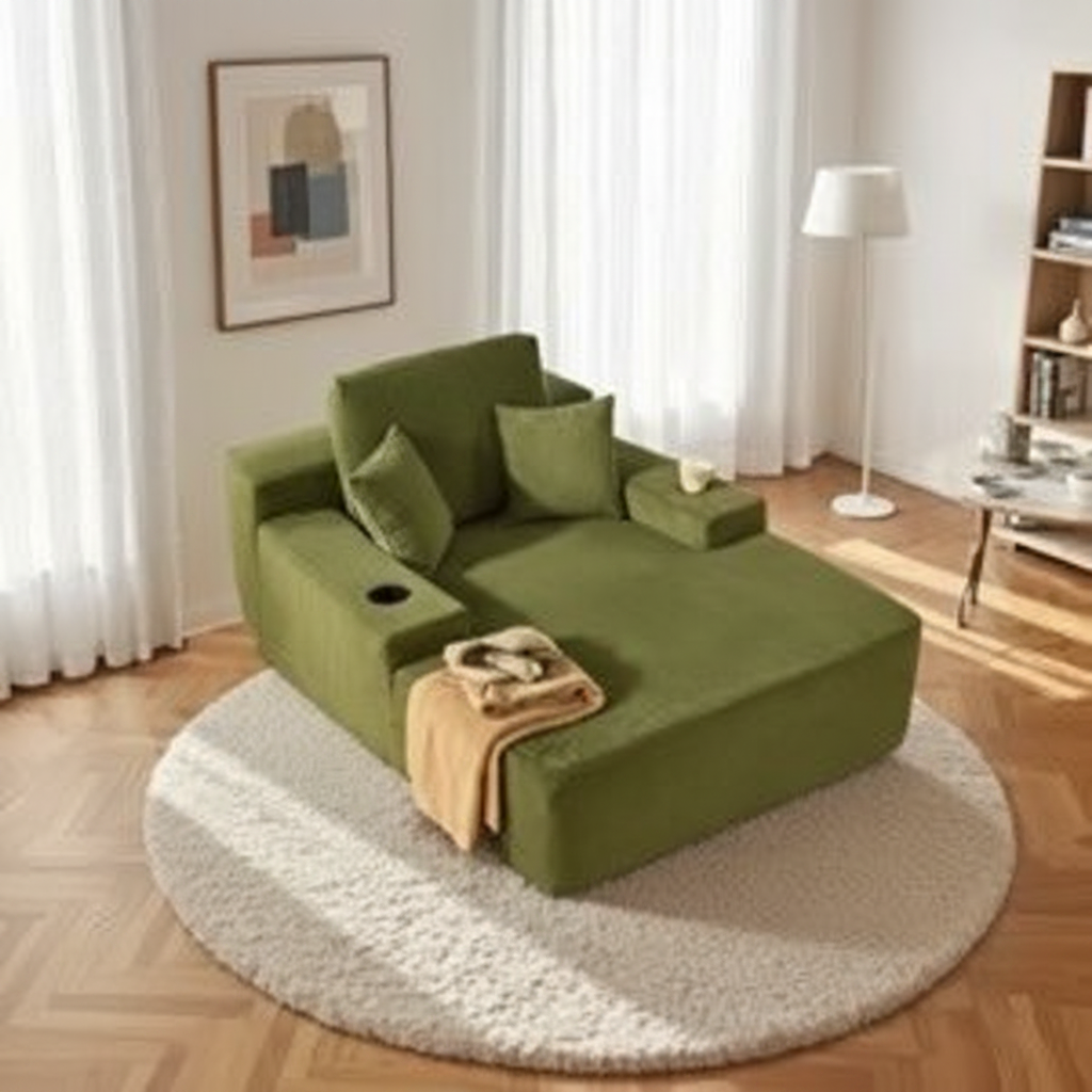 Cloud Chaise Lounge – Plush Comfort Chair with Cup Holders