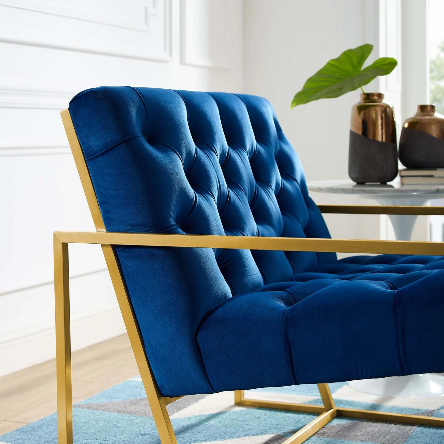 Abby Velvet Accent Chair – Glam Gold Statement