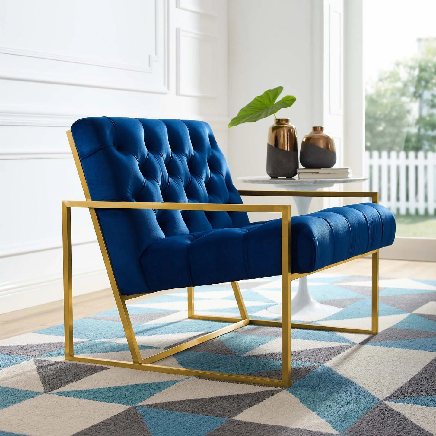 Abby Velvet Accent Chair – Glam Gold Statement