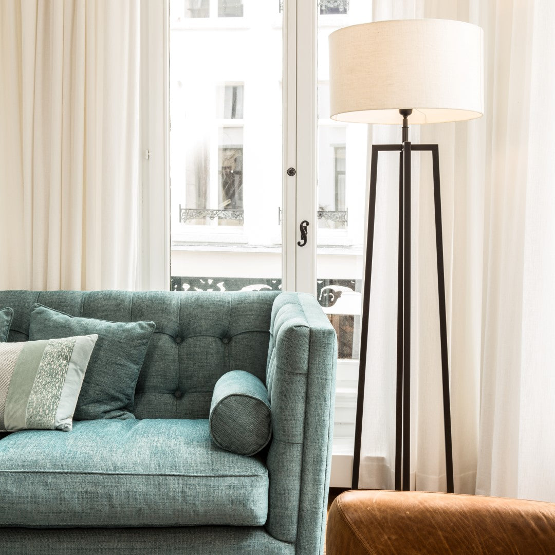 Janine Floor Lamp – Matte Black with White Shade