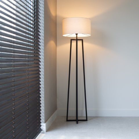 Janine Floor Lamp – Matte Black with White Shade