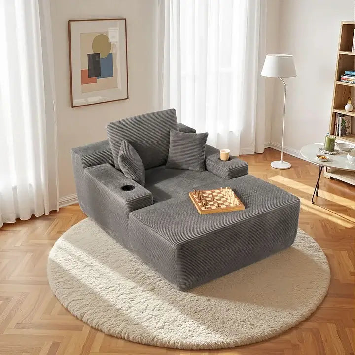 Cloud Chaise Lounge – Plush Comfort Chair with Cup Holders