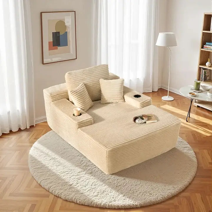 Cloud Chaise Lounge – Plush Comfort Chair with Cup Holders